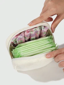 1pc Minimalist Corduroy Storage Bag - Functional Organizer with Boho Vibes - NEW - Picture 1 of 6
