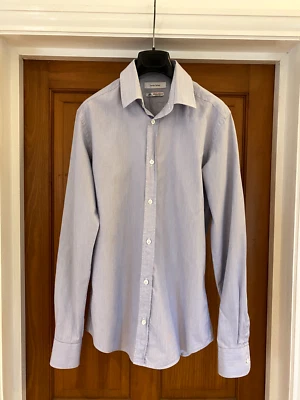 Hunter Gather Thomas Mason Blue & White Fine Striped Shirt Size S - Image 1 of 4