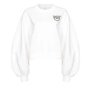 PINKO Felpa Donna Ceresole Boxy Ricamo Love Birds Z15 Colore Bianco - Imagen 1 de 4
