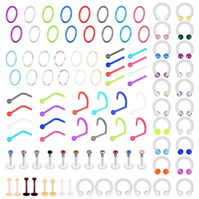 16G 20G Colorful Nose Ring Stud Retainer Septum Lip Tongue Rook Daith Piercing - Image 1 of 4