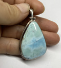 Cool Ocean Blue Larimar from Dominican Republic 925 sterling silver pendent