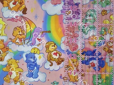 Custom Cotton Woven Fabric Bears 80s Cartoon Pink By The 1/4 Yard 9x56 - Image 1 of 2