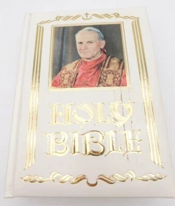 Pope John Paul II Holy Bible NAB Version White Gold Cover Catholic - Picture 1 of 9