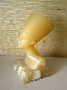 Egyptian Nefertiti Statue Bust Carved Alabaster - Picture 1 of 7