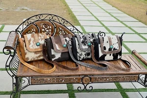 "Rustic Chic: Handcrafted Merbaa Cowhide Crossbody Messenger Bags for Women" - Picture 1 of 19