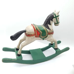 Large Vintage Rocking Horse Handpainted Wooden Shelf Sitter Decoration Ornament - Picture 1 of 9