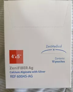 New 10 4x5 Zeni Medical ZeniFIBER Ag Calcium Alginate With Silver Exp 08/25 - Picture 1 of 5