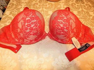 Sujetador acolchado push-up rojo cristal Victoria's Secret muy sexy 32DDD, 36 - Imagen 1 de 11