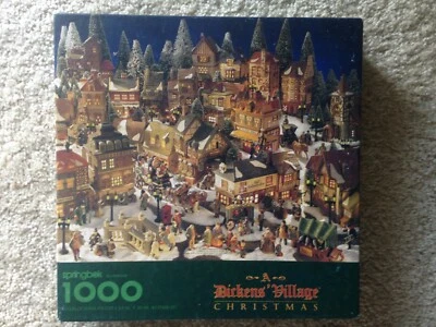 Springbok "A Dickens Village Christmas" 1000 pcs Jigsaw Puzzle 1994 XZL6179 - Image 1 of 3