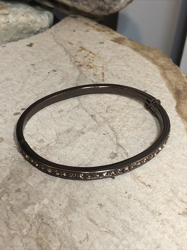 GIVENCHY Braccialetto Cristallo Strass Topazio Fumè Tono Nero Marrone 7"