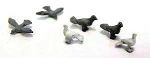 Birds 6 Doves Pigeons F148p PAINTED OO Scale Model 1/76 Animals Metal - Picture 1 of 2