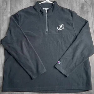 Tampa Bay Lightning Champion 1/4 Zip Pullover Sweatshirt Black Fleece - Picture 1 of 4