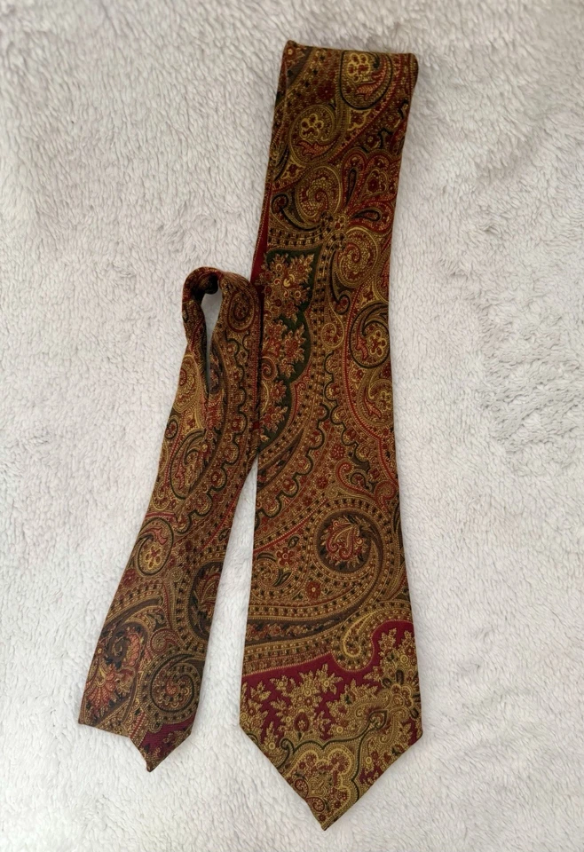 Corbata Polo Ralph Lauren Neiman Marcus Paisley Seda Cachemira De Colección Hecha en EE. UU. Marrón Foto 1 de 4