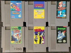 NES Video Game Lot Of 6 Nintendo Super Mario Dick Tracy Cobra Dino Soccer - Picture 1 of 3