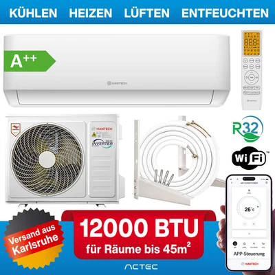 Split Klimaanlage 12000 BTU 3,4 kW HPRO + Leitung 3m + Halter HANTECH - Bild 1 von 4