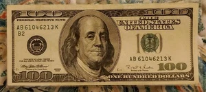 1996 US $100 One Hundred Dollar Bill Federal Reserve Note Off Center Miscut - Picture 1 of 6