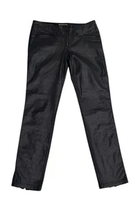 Pantalones de mezclilla Kate Moss Topshop negros recubiertos con detalle de cremallera ~ Reino Unido 10 EE. UU. 6 ~ P+P gratis - Imagen 1 de 10