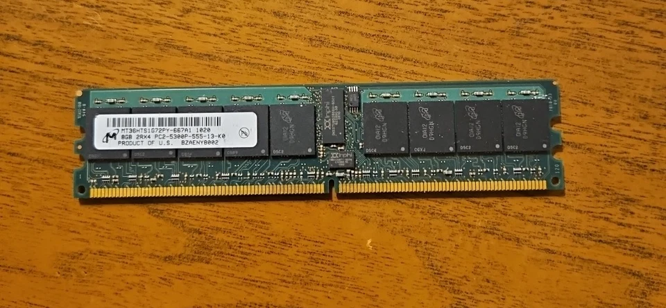 VINTAGE MICRON  8GB  2RX4 PC2-5300P DDR2-667MHZ 18CHIPS 240PIN - Image 1 of 1