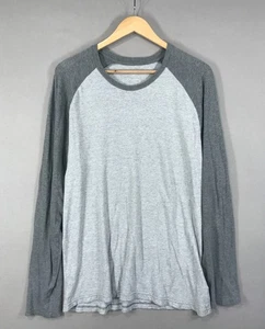 Old Navy Hemd Herren Large grau weiß Pullover Langarm Raglan weich gewaschen - Bild 1 von 11