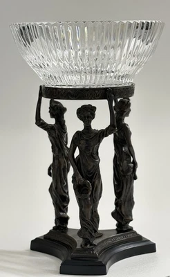 "Centro de mesa de cristal Three Graces latón antiguo, acabado bronce 13""" Foto 1 de 4