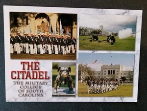 Postcard South Carolina Charleston Citadel Military College Multi View Bulldog - Picture 1 of 2