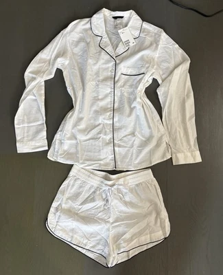 Juego de pijama blanco H&M con tubo negro XS Foto 1 de 4