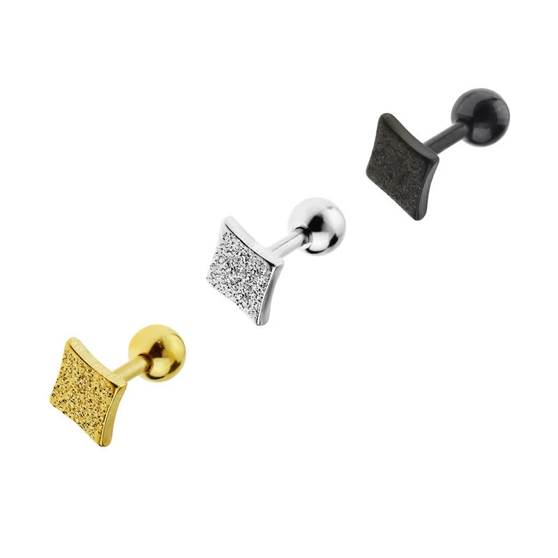 Piercing Al Trago Helix Orecchio Rombo Quadri Wecke Sabbiato Nero Oro Argento - Immagine 1 di 1