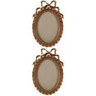  2pcs Embossed Picture Frame Antique Style Resin Oval Ornate Photo Frame for