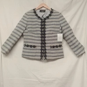 Max Mara Weekend Blue and Yellow Striped Jacket Size 12 UK Cotton-Blend BNWT - Picture 1 of 9