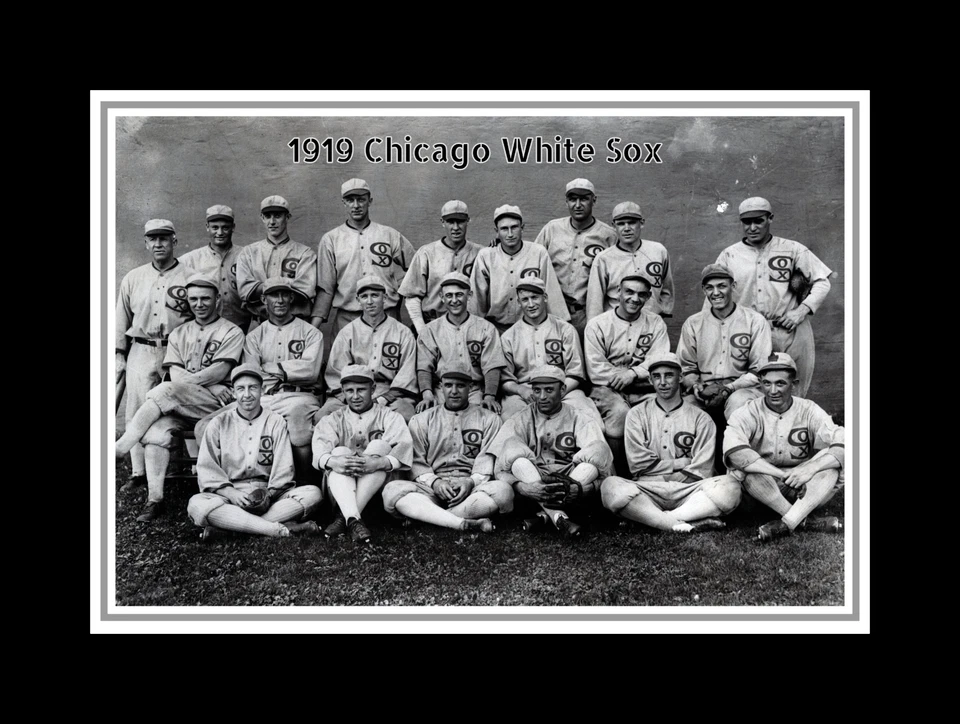 FOTO DEL EQUIPO CHICAGO BLACK SOX SHOELESS JOE JACKSON 1919 BACK SOX MATE #1 Foto 1 de 1
