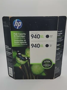 Twin Pack Genuine HP Hewlett Packard Officejet Ink Black 940XL New - Exp 08/2017 - Picture 1 of 4