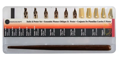 Manuscript Kursiv & Poster Set Dip Stift Halter 11 Kalligraphie Schreibfedern & - Bild 1 von 2