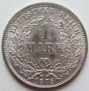 Coin German Reich Empire Silver 1 Mark 1875 F IN Uncirculated - Picture 1 of 2