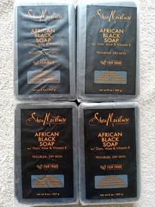 4 Shea Moisture AFRICAN BLACK SOAP Bars Oats, Aloe & Vitamin E 8 oz Ea Dry Skin - Picture 1 of 9