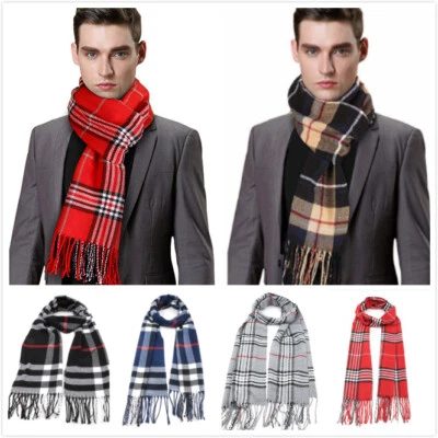 Mens Classic Tartan Scarf Scottish Checks Wool Blend Plaid Wrap Unisex Gift