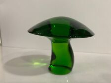 Vintage Viking Glass Green Mushroom Paperweight 3.5