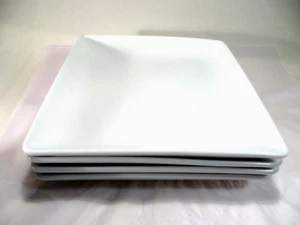 (4) Threshold Dinner Plates White Glossy Porcelain Heavy & Elegant 10" Square - Picture 1 of 8