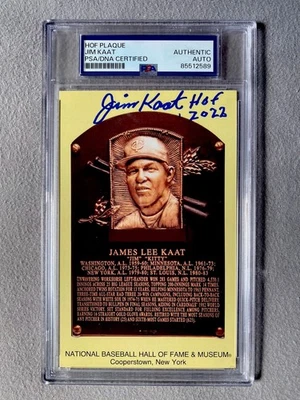 MINNESOTA TWINS- JIM KAAT AUTOGRAPH HALL OF FAME PLAQUE POSTCARD PSA SLAB - Image 1 of 2