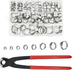 130-teiliges Pex Klemmsortiment Set mit Zange, Edelstahl schwer silber  - Bild 1 von 7