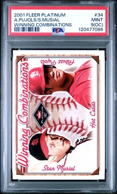 2001 FLEER PLATINUM WINNING COMBINATIONS #34 A.PUJOLS/S.MUSIAL 109/500 PSA 9 OC - Image 1 of 2
