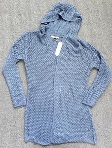 NWT ANTHROPOLOGIE FLAT WHITE Open Front Hooded Cardigan Sweater - Sz Small - Picture 1 of 8