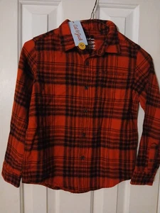 Cat & Jack boys long sleeve button up red plaid flannel shirt Sz S 6-7 - Picture 1 of 6