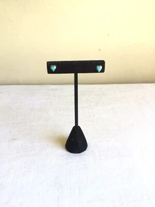 Womens Silver Tone Turquoise Heart Shaped Western Fashion Jewelry Stud Earrings - Picture 1 of 5