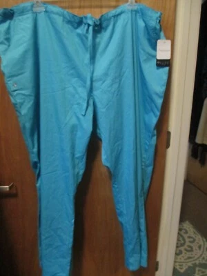 WOMAN'S 4X NEW BLUE SCRUB PANTS BY CHEROKEE POCKETS ELASTIC WAIST - Image 1 of 3