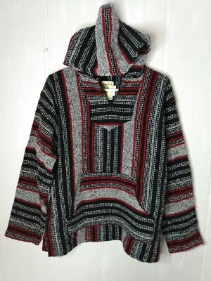 De Colección Iguana Jack Alfombra Droga Tejida Sudadera con Capucha Adulto M Pullover Poncho Rojo Negro Blanco Foto 1 de 4