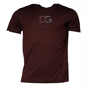 DOLCE & GABBANA T-Shirt weinrot DG Logo Baumwolle Rundhals Herren IT44/US34/XS 670usd - Bild 1 von 11