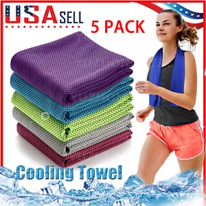 5 Pack Ice Cold Cooling Towel Neck Wrap For Sports Running Jogging Gym Chilly - Picture 1 of 14