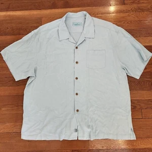 Camicia Tommy Bahama uomo 2XL blu seta vestibilità originale hawaiana - Foto 1 di 8