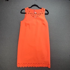 J Crew Size 8 Orange Laser Cut Floral Shift Dress 1614 - Picture 1 of 10