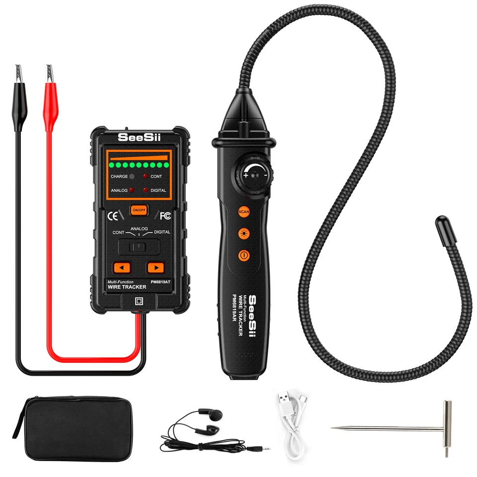 Seesii Underground Cable Locator Tester Wire Tracer Detector for Buried Cables